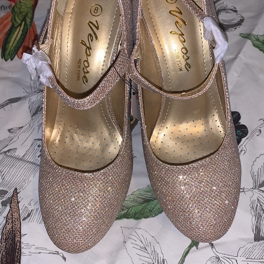 New with box Vepose New York Gold Glitter Heels - Picture 5 of 15